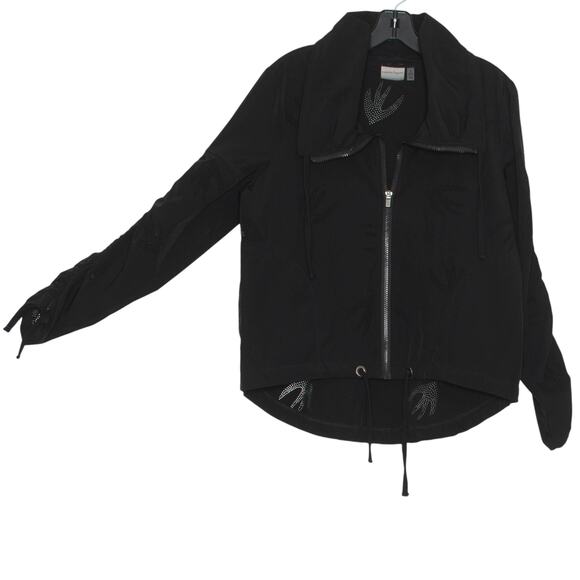 Nanette Lepore Jacket Athleisure Minimalist Perforated Cinch Sleeves Black Small - Picture 6 of 6